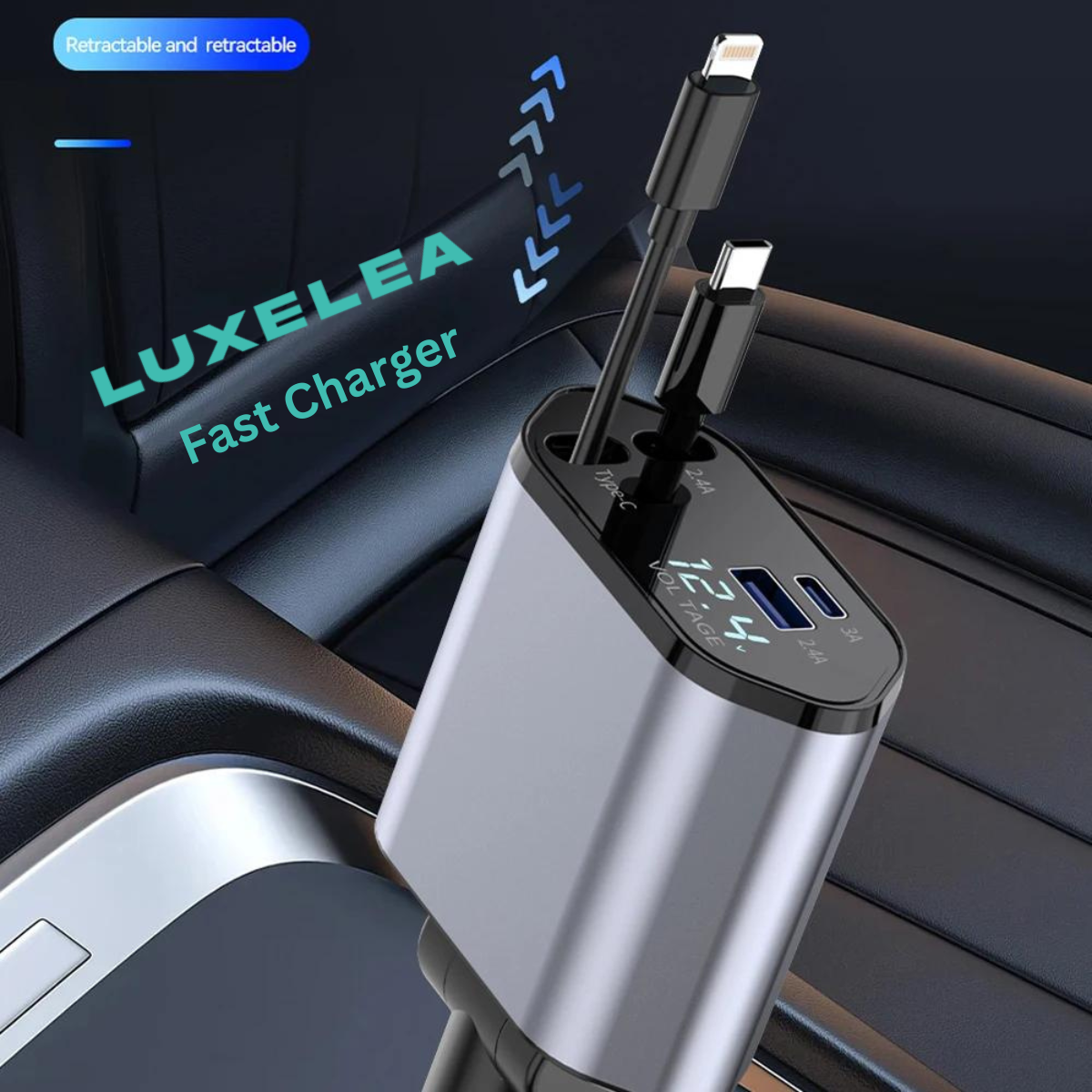 4 IN 1 USB Retractable Fast Car Charger For Your iPhone