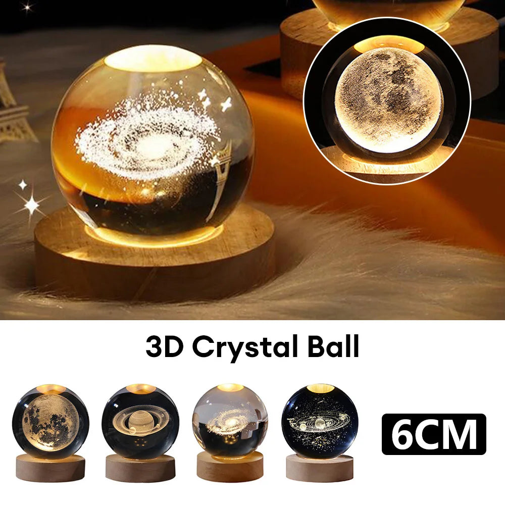 Fantastic 3D Planet Moon Crystal Ball LED Lamp