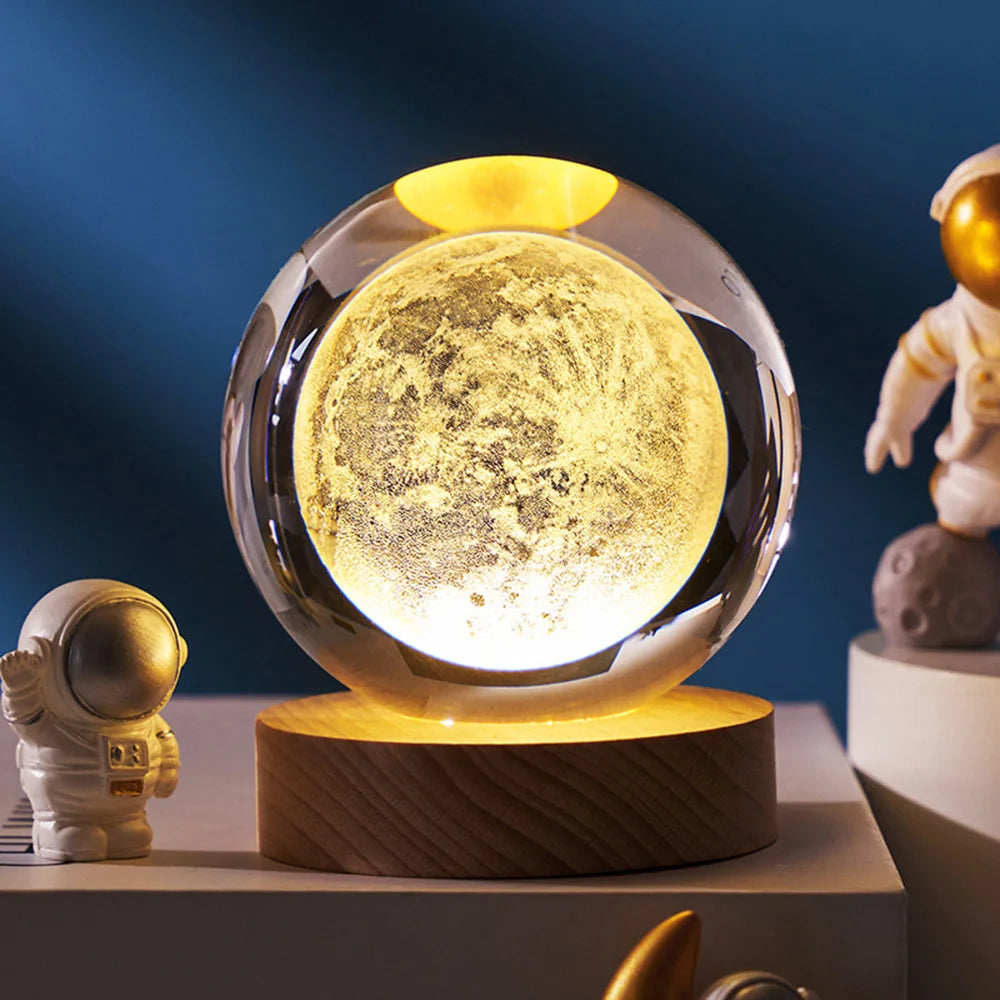 Fantastic 3D Planet Moon Crystal Ball LED Lamp