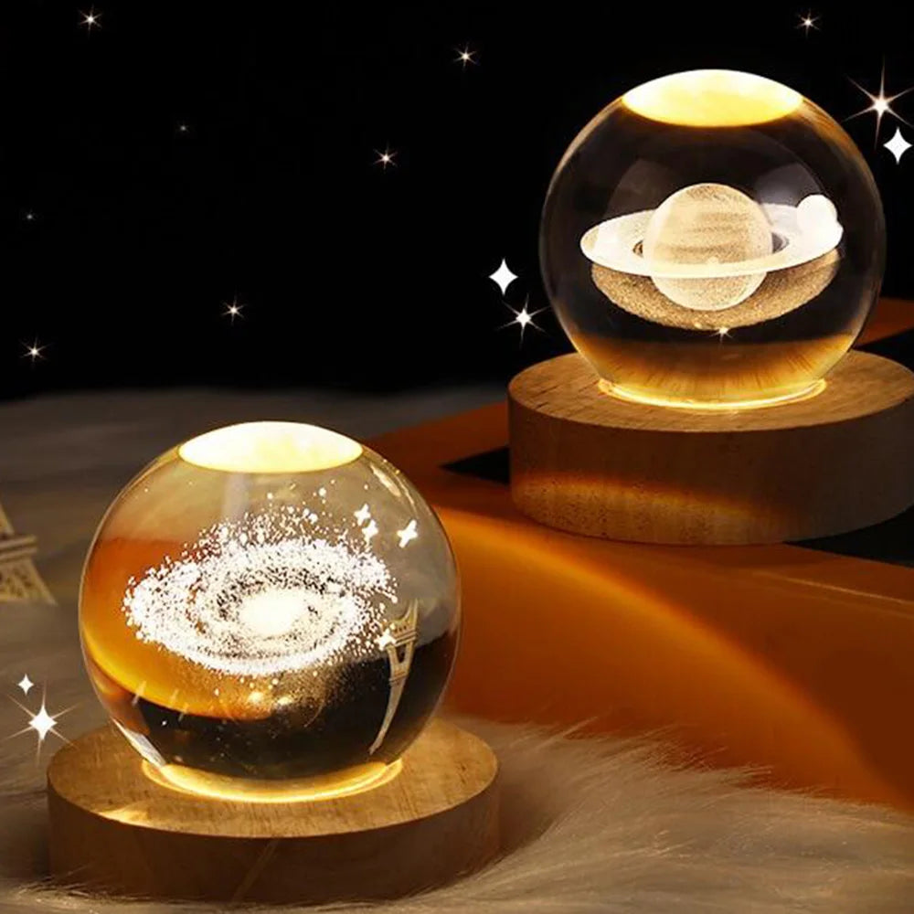 Fantastic 3D Planet Moon Crystal Ball LED Lamp