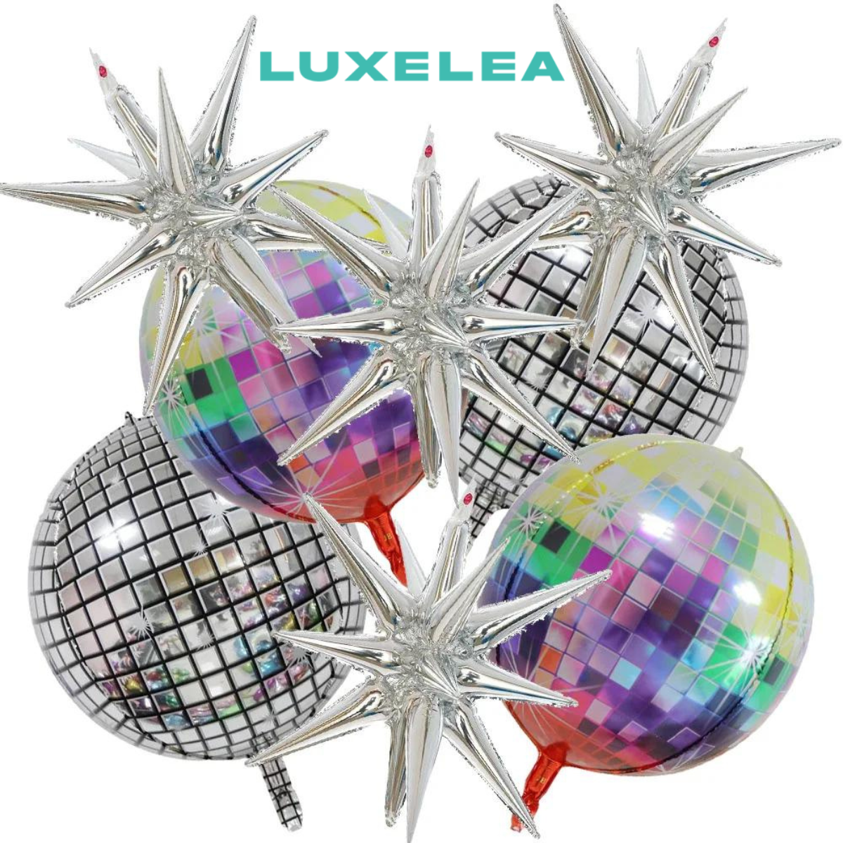 Fantastic Silver Disco Party Balloons, Set of 8,